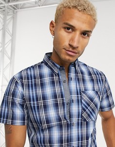 Синяя рубашка в клетку с короткими рукавами Jack & Jones-Темно-синий