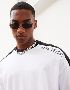 Длинная oversized-футболка с рукавами в стиле колор блок ASOS Dark Future-Белый