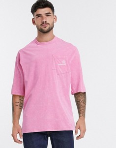 Длинная свободная футболка с вышитым логотипом ASOS Day Social-Розовый