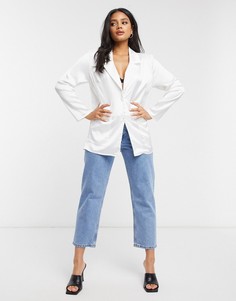 Легкий атласный пиджак цвета слоновой кости ASOS DESIGN-Бежевый
