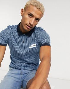 Темно-синее поло с принтом и логотипом Jack & Jones-Темно-синий