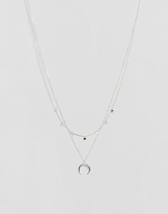 Многорядное ожерелье с монетами и рогом Orelia-Серебряный