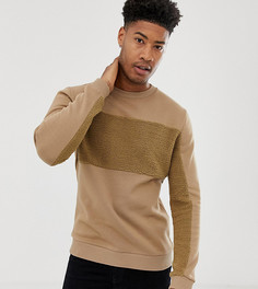 Свитшот с плюшевыми вставками ASOS DESIGN Tall-Коричневый