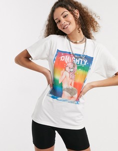Свободная футболка с принтом девушки в стиле аниме O Mighty-Белый Omighty