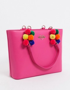 Розовая сумка-тоут с помпонами Love Moschino-Розовый