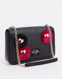 Черная сумка на плечо с оригинальной аппликацией Love Moschino-Черный
