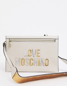 Небольшая сумка через плечо цвета слоновой кости с логотипом Love Moschino-Кремовый