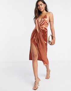 Платье-комбинация с драпировкой ASOS DESIGN-Зеленый