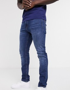 Темно-выбеленные узкие джинсы BOSS Delaware-Синий