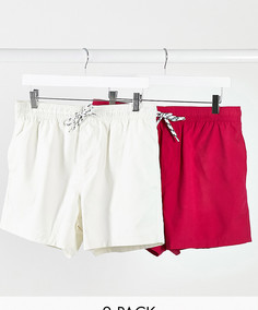 Набор из 2 шортов для плавания (розовые/серые) ASOS DESIGN - Скидка-Мульти