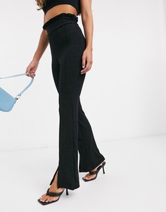 Черные брюки клеш с оборками River Island-Черный
