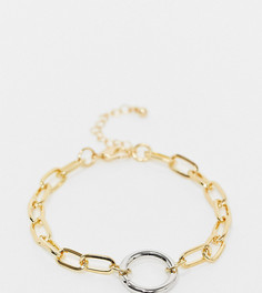 Золотистый браслет с овальными звеньями и серебристым кольцом DesignB-Золотой