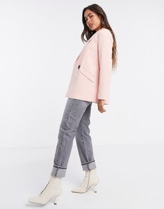 Розовый двубортный блейзер бойфренда River Island