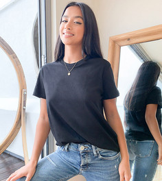 Черная футболка из органического хлопка с круглым вырезом ASOS DESIGN Petite ultimate-Черный