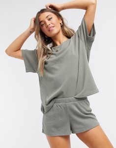 Шорты для дома цвета хаки от комплекта в рубчик ASOS DESIGN-Зеленый