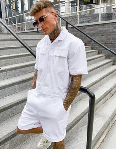 Белый джинсовый комбинезон с карманами ASOS DESIGN