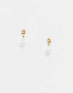 Золотистые серьги-гвоздики с искусственным жемчугом ASOS DESIGN-Золотой