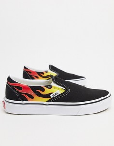 Черные кроссовки-слипоны Vans UA Flame-Черный