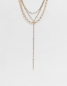 Золотистое ожерелье с подвеской ASOS DESIGN-Золотой