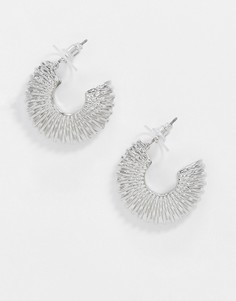 Серебристые серьги-кольца с фактурной отделкой ASOS DESIGN-Серебряный