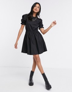 Черное свободное платье с эластичным поясом Missguided-Черный