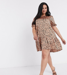 Свободное платье с леопардовым принтом Missguided Plus-Мульти