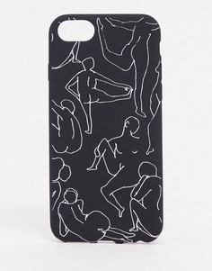 Черный чехол для iPhone 6/7/8 с силуэтами девушек Monki