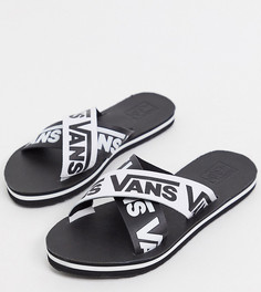 Черные шлепанцы с перекрестными ремешками Vans-Черный