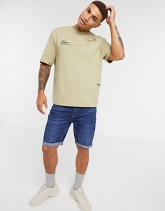 Зеленая футболка свободного кроя River Island-Зеленый