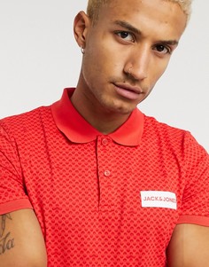 Поло красного цвета с принтом и логотипом Jack & Jones-Красный