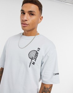 Синяя свободная футболка River Island-Синий