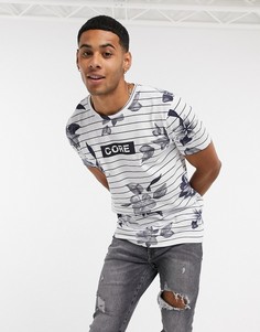 Футболка с полосками и цветочным принтом Jack & Jones-Белый