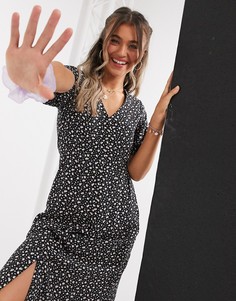 Черное платье миди со складками Miss Selfridge-Черный