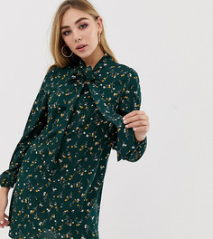 Платье-рубашка с завязкой на бант и цветочным принтом Fashion Union-Зеленый