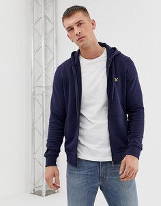 Худи темно-синего цвета на молнии с логотипом Lyle & Scott-Темно-синий