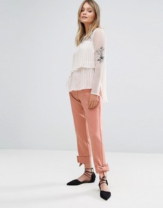 Брюки-сигареты с бантиками по краю River Island-Розовый