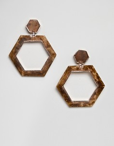 Серьги с шестиугольными черепаховыми подвесками Glamorous-Золотой