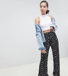 Брюки в горошек с оборками ASOS DESIGN Tall-Черный