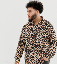 Рубашка классического кроя с леопардовым принтом ASOS DESIGN Plus-Коричневый