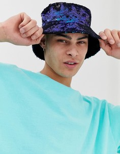 Расшитая двухцветными пайетками панама ASOS DESIGN-Зеленый