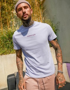 Лавандовая футболка с принтом на груди ASOS DESIGN-Фиолетовый