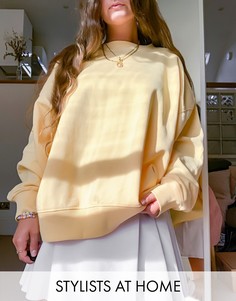 Свитшот в стиле oversized со вставкой ASOS DESIGN-Светло-бежевый