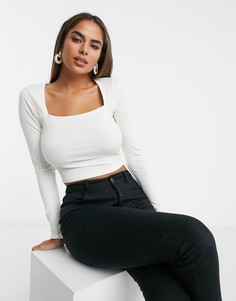 Кроп-топ кремового цвета с квадратным вырезом ASOS DESIGN Fuller Bust-Кремовый