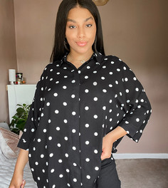 Oversized-рубашка в горошек с длинными рукавами ASOS DESIGN Curve-Мульти
