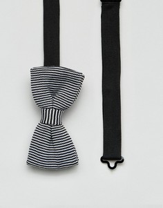 Трикотажный галстук-бабочка в полоску 7X-Черный