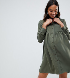 Платье-рубашка мини с длинными рукавами ASOS Maternity-Зеленый