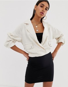 Белая куртка в стиле сафари Bershka-Белый