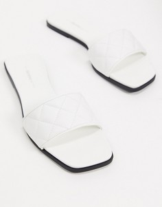 Белые стеганые сандалии с квадратным носком Bershka-Белый