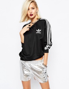 Свитшот с круглым вырезом и 3 полосками adidas Originals-Черный