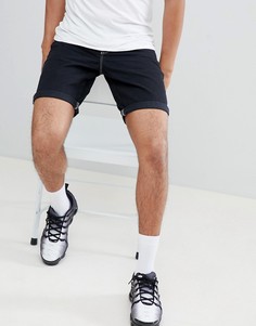 Черные узкие джинсовые шорты с контрастными строчками ASOS DESIGN-Черный